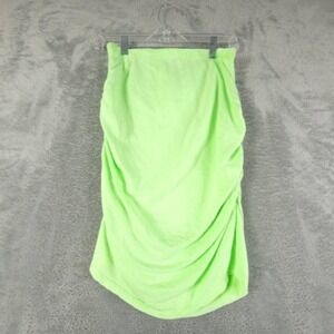 Sundry Skirt Womens Pencil Green Pop Lime Ruched Elastic Waist Pull On 2 New